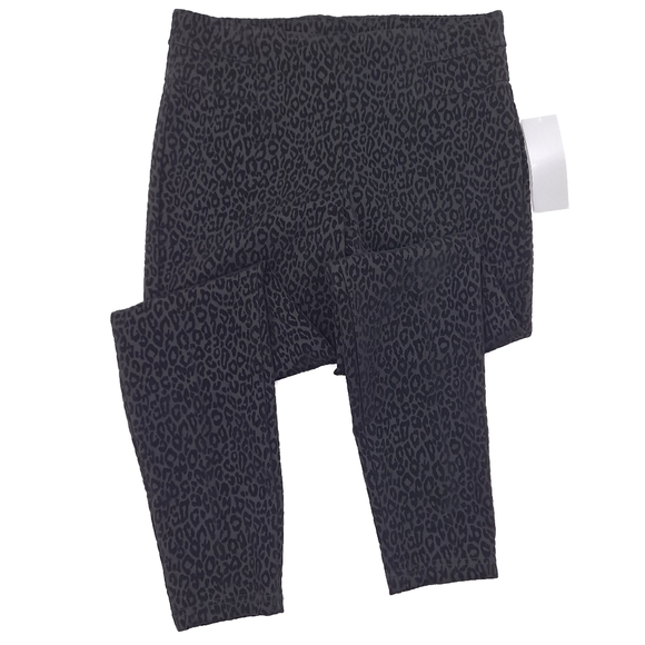 NEW DIRECTIONS Women's Black Ponte Pants Velvet Leopard High Rise Pull On Large - Picture 3 of 11